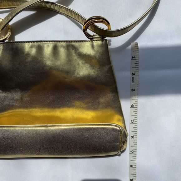 Vintage 80's Paloma Picasso Gold Leather Crossbody Purse One Size - Picture 14 of 14